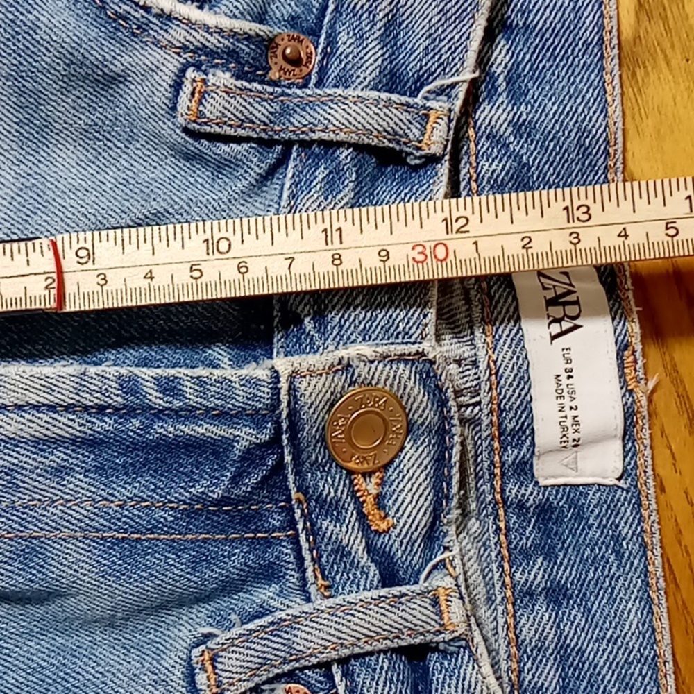 ZARA Jeans Womens 2 Flare Flared Blue Denim Pants Casual Work Spring Summer - Picture 5 of 8